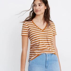 Medium Madewell Whisper Cotton V-Neck Pocket Tee in Richie Stripe